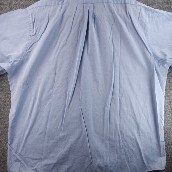 Brooks Brothers 18 35 Button-Down Cotton Traditional Blue Solid Pocket Shirt Men - Picture 14 of 16